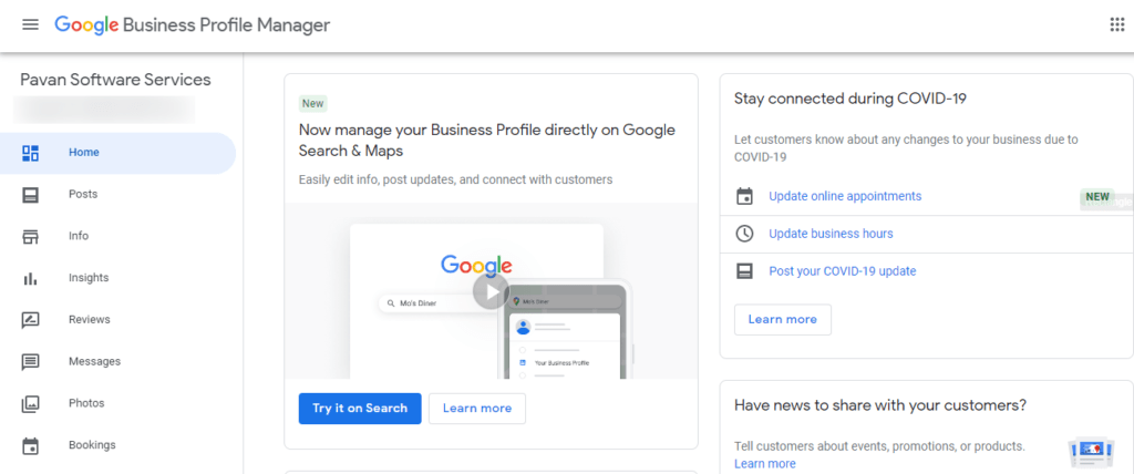 Google My Business Dashboard