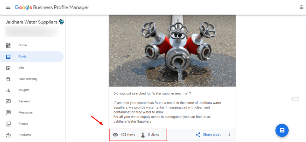 Showing Insight Of Google My Business Posts