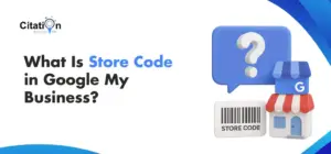 Illustration explaining Store Code in Google Business Profile (GBP) with multiple store locations managed in Google Maps and local SEO dashboard.