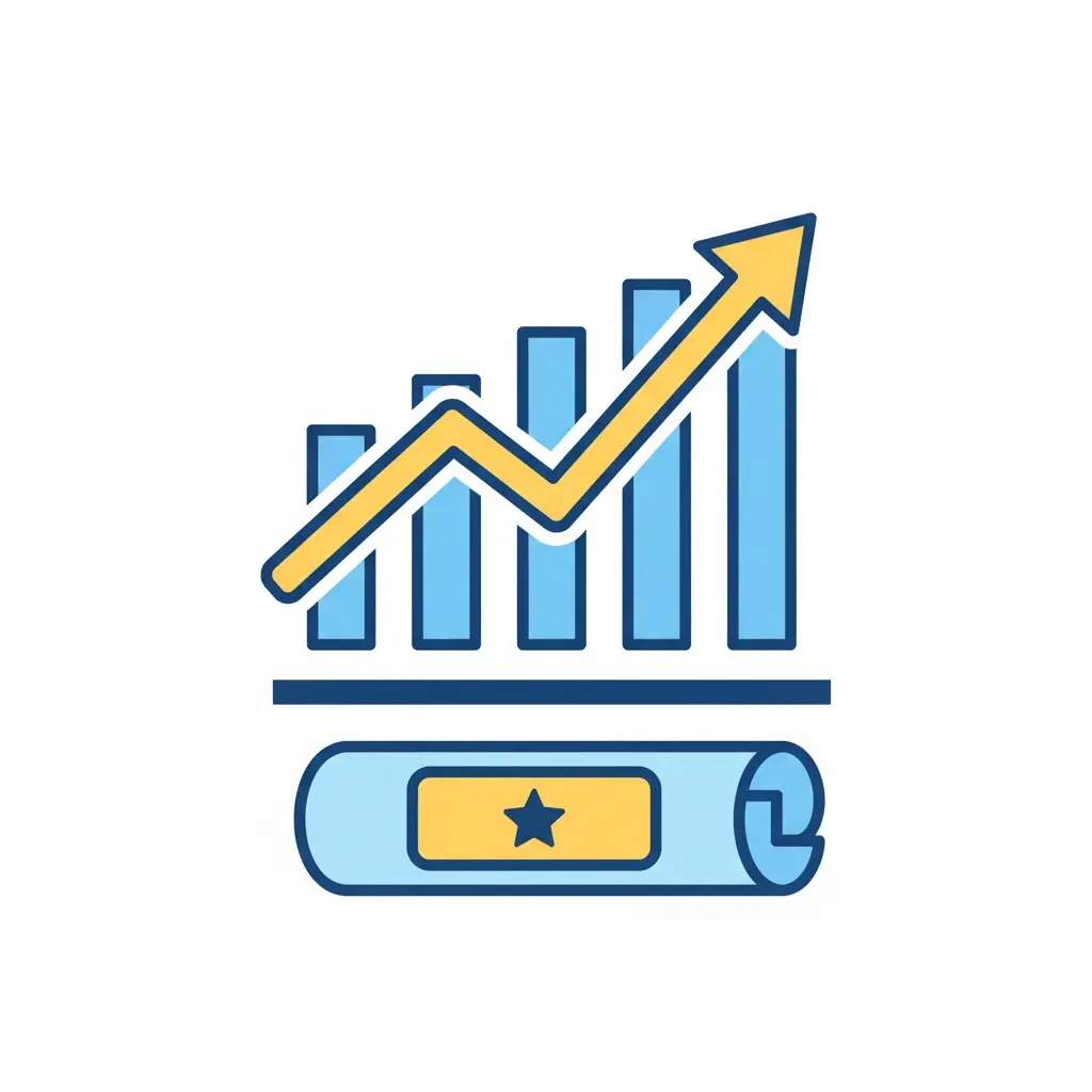 Data-Backed Results – analytics chart or report with upward trend arrow